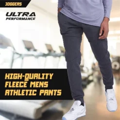 Ultra Performance Mens 3 Pack Fleece Active Tech Joggers | Active Bottoms With Zipper Pockets 3pk