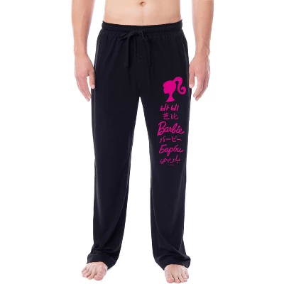 Barbie Mens' All Around The World Languages Title Sleep Pajama Pants Black - Image 3
