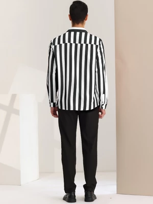 Lars Amadeus Men's Casual Striped Long Sleeves Button Down Shirts - Image 4