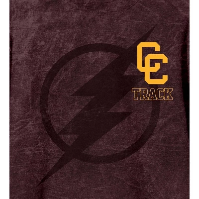 Justice League Movie Central City Track Men's Burgundy Mineral Wash Sweatshirt