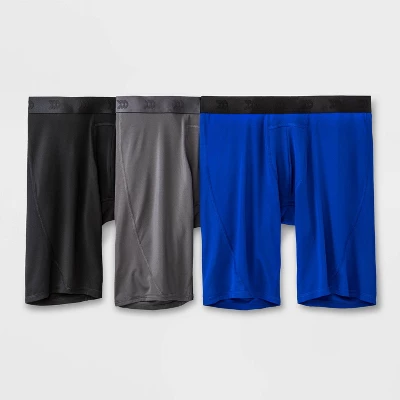 Men's Jersey Mesh Performance 3pk Long Leg Boxer Briefs - All In Motion™ Black/Gray/Blue - Image 2