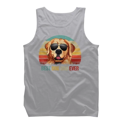 Men's Design By Humans Best Dog Dad Ever Golden Retriever By LuckyCharm99 Tank Top - Image 8