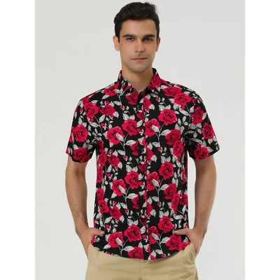 Lars Amadeus Men's Summer Floral Print Short Sleeve Button Down Beach Hawaiian Casual Shirt - Image 2