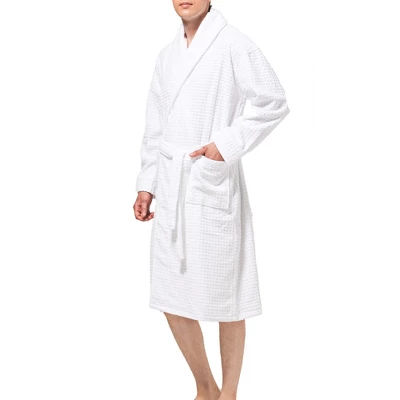 Alpine Swiss Dario Mens Luxury Waffle Knit Cotton Bathrobe Shawl Collar Hotel Spa Robe - Image 5