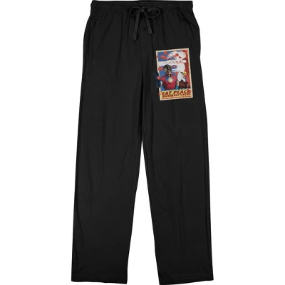 DC COMICS Peacemaker TV Series Peacemaker And Eagle Adult Black Pajama Pants - Image 4