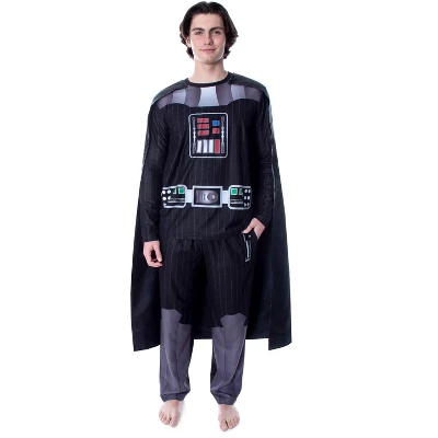 Star Wars Men's Darth Vader Costume Shirt And Pants Pajama Set With Cape Black - Image 4