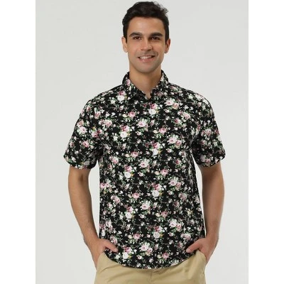Lars Amadeus Men's Summer Floral Printed Short Sleeves Button Down Beach Hawaiian Shirt - Image 2