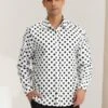 Lars Amadeus Men's Button Down Long Sleeves Casual Polka Dots Print Shirts