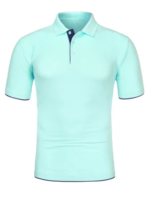 Lars Amadeus Men's Summer Golf Shirt Contrast Color Short Sleeves Regular Fit Polo - Image 9