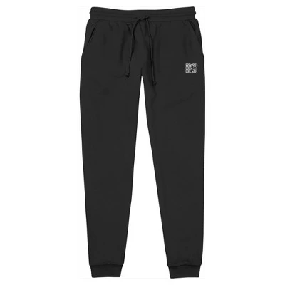 Men's MTV Black And White Check Logo Jogger Sweatpants - Image 2