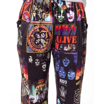 KISS Mens' Classic Oldies Rock Band Music Albums Sleep Pajama Pants Black - Image 2