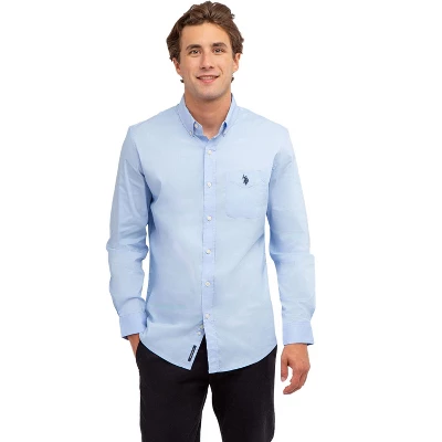 U.S. Polo Assn. Men's Solid Stretch Poplin Long Sleeve Button Down Shirt - Image 5