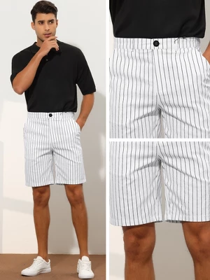 Lars Amadeus Men's Regular Fit Lightweight Business Striped Chino Shorts - Image 3