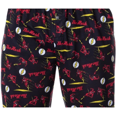 DC Comics Mens' Classic The Flash Crimson Comet Raglan Sleep Pajama Set Black - Image 3