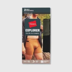 Hanes Premium Men's Explorer Boxer Briefs 2pk - Black/Green