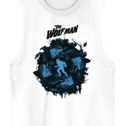 Universal Monsters Wolfman Forest Crew Neck Sleeveless White Men's Tank Top