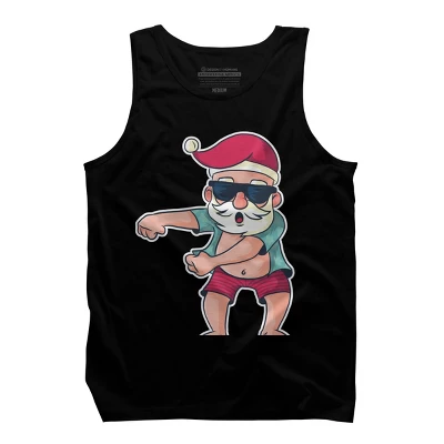 Men's Design By Humans Funny Christmas Flossing Santa By Rasok Tank Top - Image 4