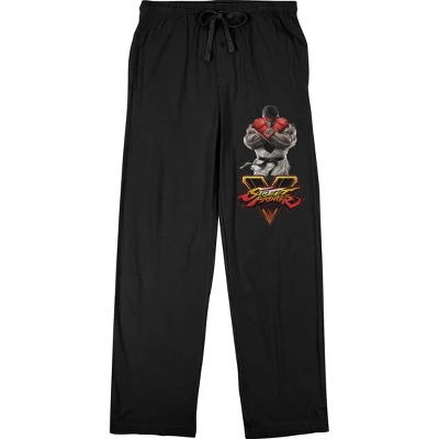 Street Fighter 5 Ryu Logo Men's Black Sleep Pajama Pants