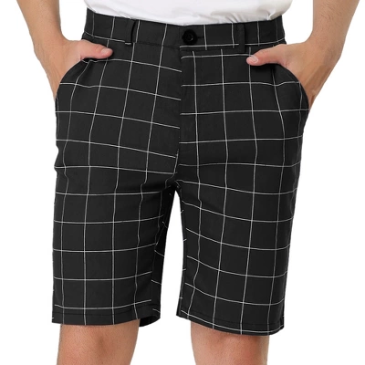 Lars Amadeus Men's Summer Plaid Shorts Slim Fit Flat Front Dress Checked Short Pants - Image 8