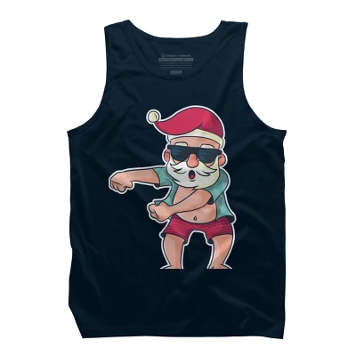 Men's Design By Humans Funny Christmas Flossing Santa By Rasok Tank Top - Image 5