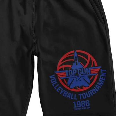 Top Gun Classic Movie Neon Logo Men's Black Sleep Pajama Shorts