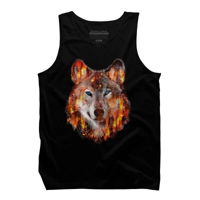 Men's Design By Humans Wolf Escape From Forest Fire By Hkartist Tank Top - Image 2