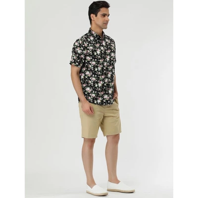 Lars Amadeus Men's Summer Floral Printed Short Sleeves Button Down Beach Hawaiian Shirt - Image 3