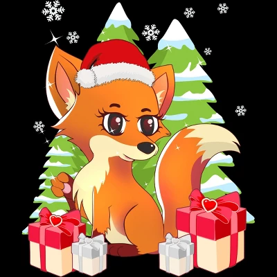 Men's Design By Humans Fox Santa Hat Christmas T Shirt By Thebeardstudio Tank Top