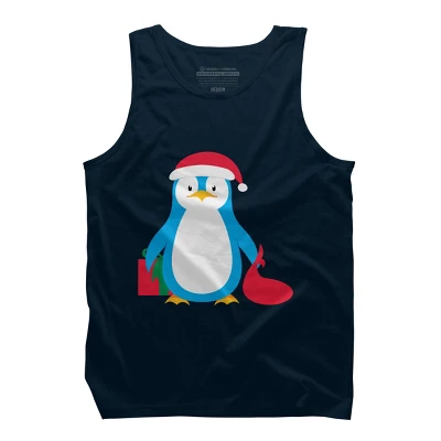 Men's Design By Humans Christmas Penguin By Moredesignsplease Tank Top - Image 4