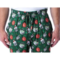 Star Wars Mens' The Mandalorian The Child Christmas Ornaments Pajama Pants Green