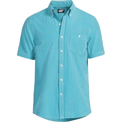 Lands' End Men's Traditional Fit Short Sleeve Seersucker Shirt - Image 7