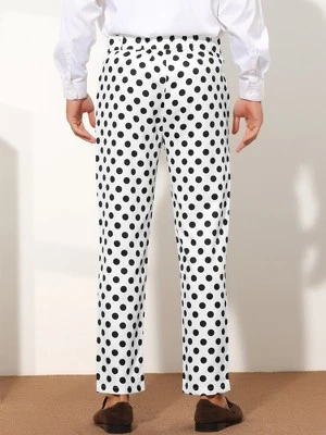 Lars Amadeus Men's Regular Fit Flat Front Polka Dots Printed Pants - Image 2