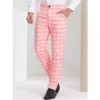 Lars Amadeus Men's Plaid Pants Regular Fit Flat Front Classic Elastic Waist Suit Pants