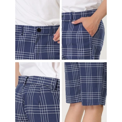Lars Amadeus Men's Summer Plaid Slim Fit Flat Front Business Chino Shorts - Image 5