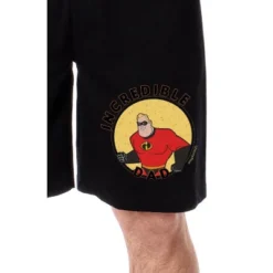 Disney Mens' The Incredibles Dad Father's Day Distressed Pajama Shorts Black