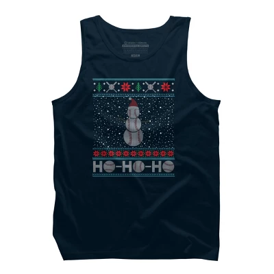 Men's Design By Humans Christmas Baseball Snowman Ugly Christmas Xmas By Pahari Tank Top - Image 5