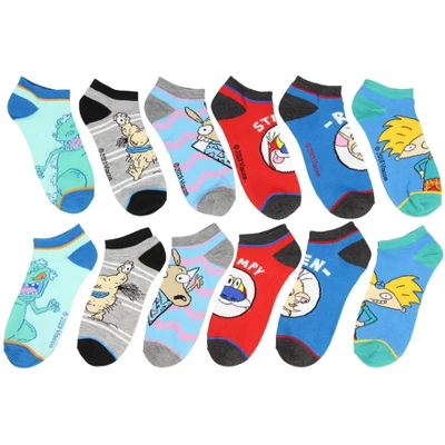 Nickelodeon 90s Rugrats Socks Rockos Modern Life Ren And Stimpy Real Monsters Hey Arnold Reptar 6 Pack Ankle Socks Multicoloured