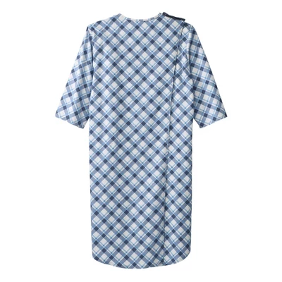 Silverts Adaptive Shoulder Snap Nightgown, Plaid