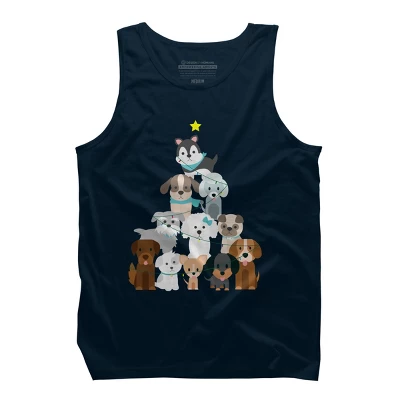 Men's Design By Humans Christmas Tree Dogs By GiftsIdeas Tank Top - Image 5