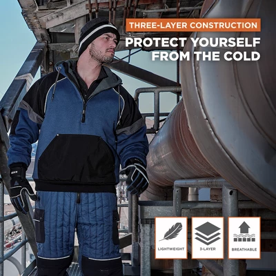 RefrigiWear Mens Frostline Pullover Sweatshirt Insulated Hoodie With Fleece Hood - Image 3