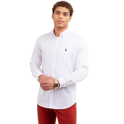 U.S. Polo Assn. Men's Solid Stretch Poplin Long Sleeve Button Down Shirt - Image 4