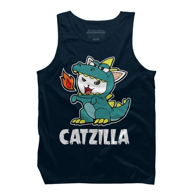 Men's Design By Humans Catzilla Halloween Costume Dragon Monster Kitten Cats Lover By Lenxeemyeu Tank Top - Image 6