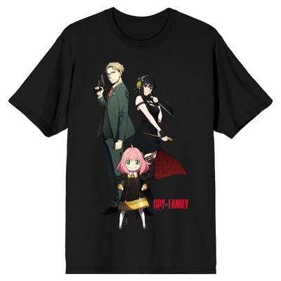 Spy X Family Loid, Yor With Golden Stilleto -Type Weapons, Anya Men's Black Crew Neck Short Sleeve Tee - Image 8
