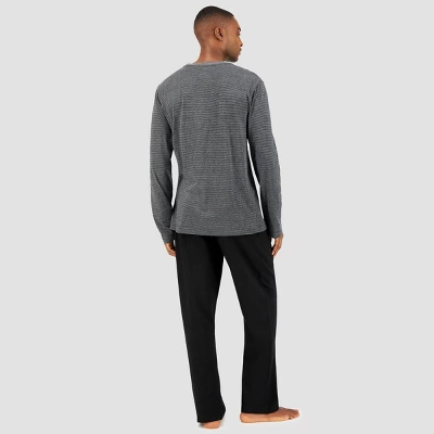 Hanes Premium Men's Striped Long Sleeve Pajama Set - Image 6