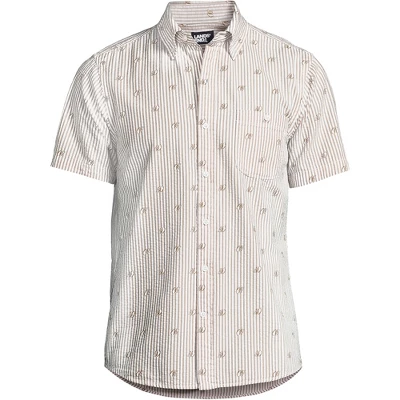 Lands' End Men's Traditional Fit Short Sleeve Seersucker Shirt - Image 14