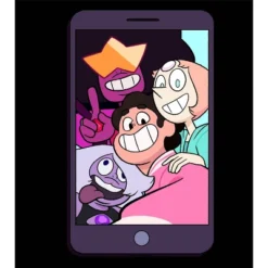 DC COMICS Steven Universe Characters On Phone Men's Black Graphic Sleep Pajama Shorts