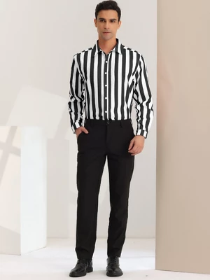 Lars Amadeus Men's Casual Striped Long Sleeves Button Down Shirts - Image 2