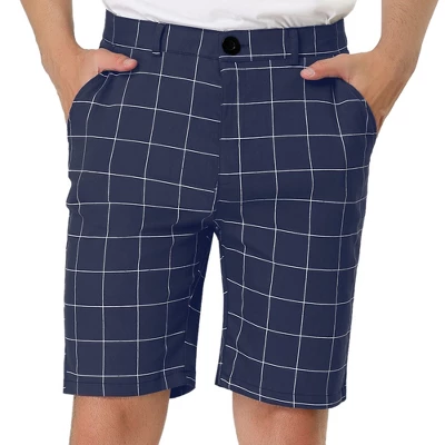 Lars Amadeus Men's Summer Plaid Shorts Slim Fit Flat Front Dress Checked Short Pants - Image 10