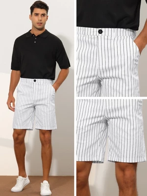 Lars Amadeus Men's Regular Fit Lightweight Business Striped Chino Shorts - Image 4