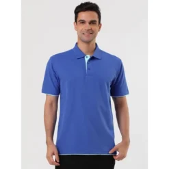 Lars Amadeus Men's Summer Golf Shirt Contrast Color Short Sleeves Regular Fit Polo